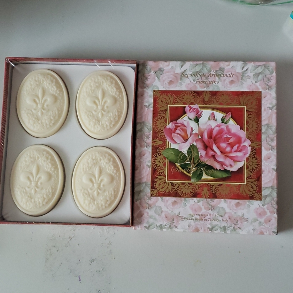 3/$35 Saponificio Rose Scented Soaps.